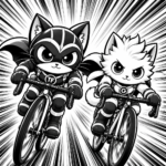 Two cats racing bikes illustrating the power of social facilitation.