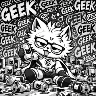 Geeky cat that is drunk representing an undesirable identity